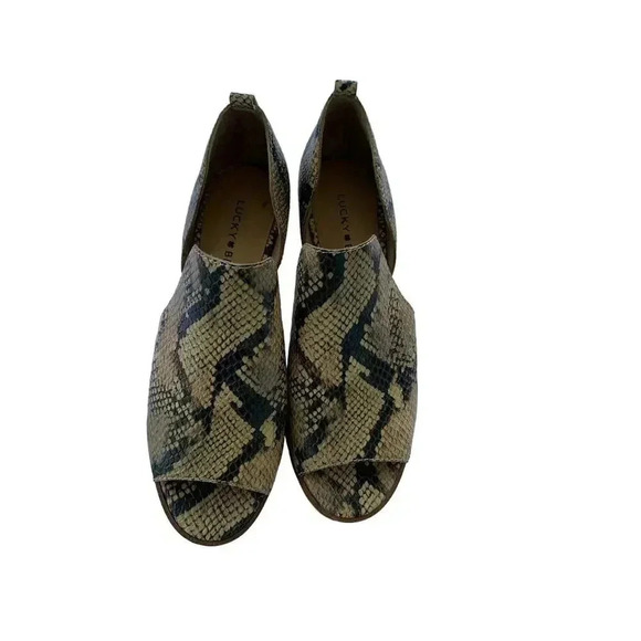 Lucky Brand Womens Junai Heels Leia Snake Print Natural MultiColor Size 7.5 US - Picture 1 of 9